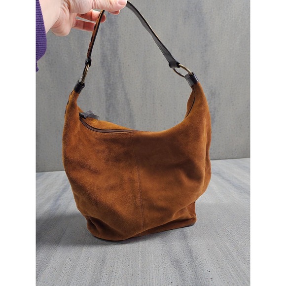Express Handbags - Express Cognac Brown Genuine Y2K Suede Hobo Shoulder Bag